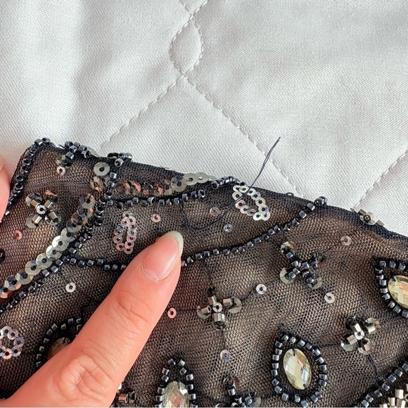 Betsy Adam Navy Embellished Shoulder Evening Gown - Picture 13 of 15